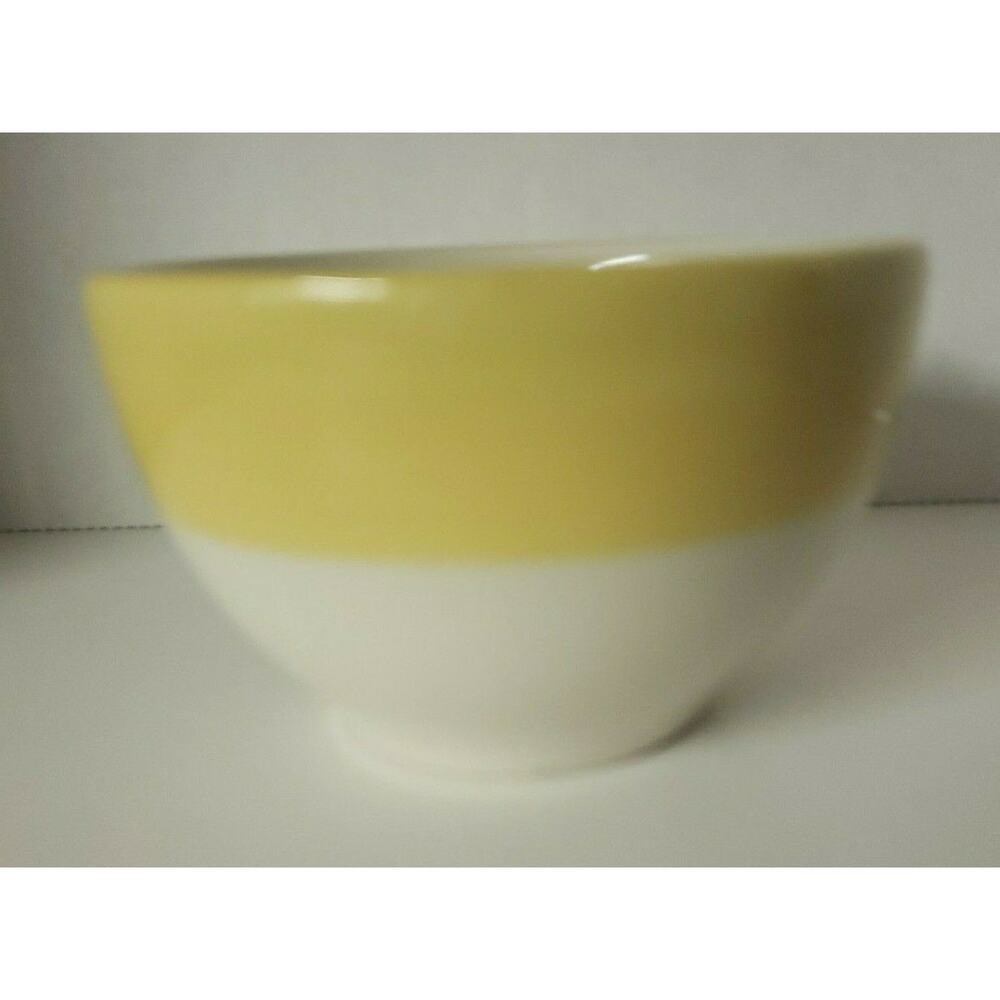 Sterling China Wellsville Ohio 6oz Soup Custard Cup Bowl Yellow‎ & White U144